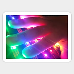 Fingertips Touching Colorful Lights Sticker